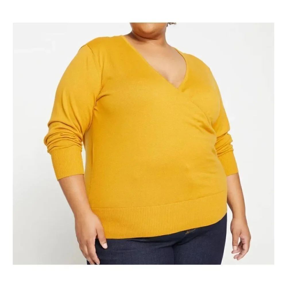 Universal standard Statement Wrap Sweater - Dried Saffron sz L (22-24)